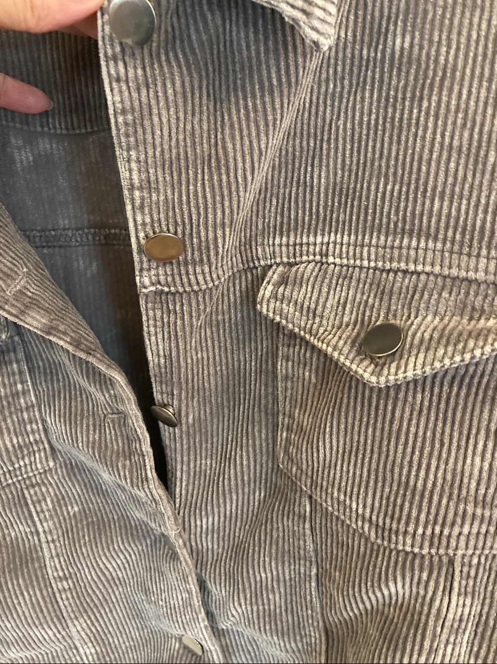 POL Cropped Corduroy Distressed Jacket in Taupe Gray - Picture 4 of 9